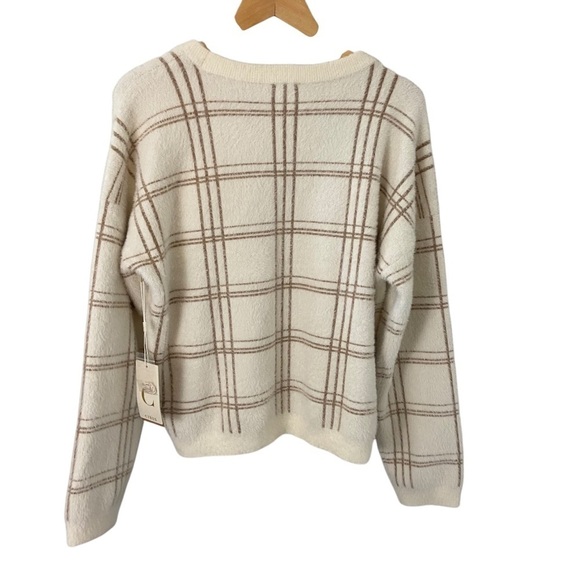 Cyrus Jacquard Mink Pullover Sweater Hamilton Windowpane Beige Tan XL Soft NEW - Picture 11 of 11